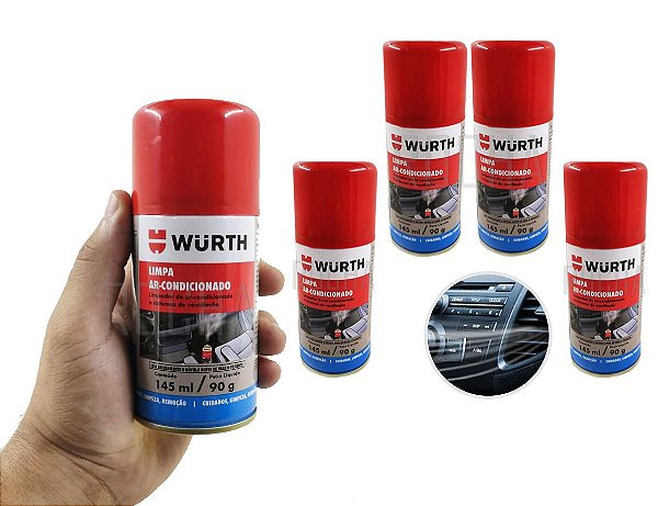 5 Higienizador De Ar Condicionado automotivo Wurth 145ml Seu Carro sem mal cheiro O Melhor Limpa Ar