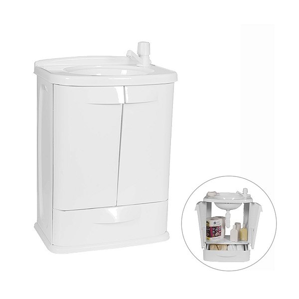 Gabinete Para Banheiro Fit 2 Portas Com Lavatório- Plástico