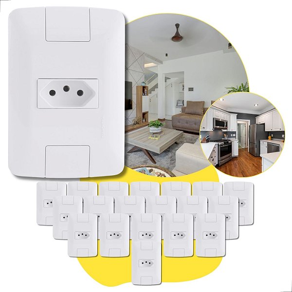 Conjunto Tomada elétrica Simples 20A 250v 2P+T Aria Branca Tramontina