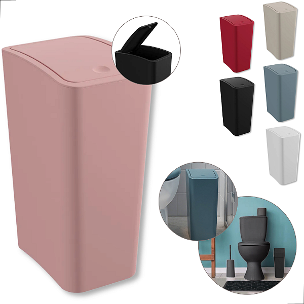 Lixeira Cesto De Lixo Tampa Click Para Banheiro E Cozinha 8l