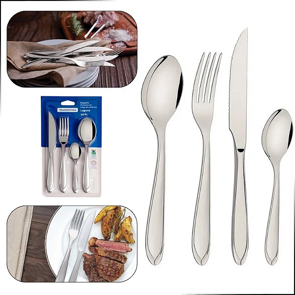 Faqueiro Laguna Em Aço Inox 16 Peças Alto Brilho Tramontina