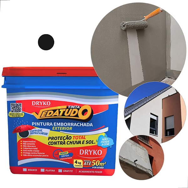Tinta Pintura Emborrachada Vedatudo Telha Parede Grafite 4kg