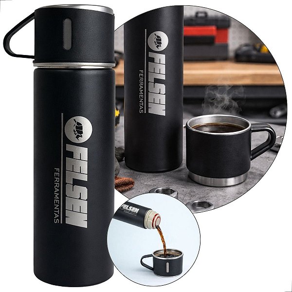 Garrafa Térmica 500ml Inox A Vácuo Com Copo Café Quente Frio
