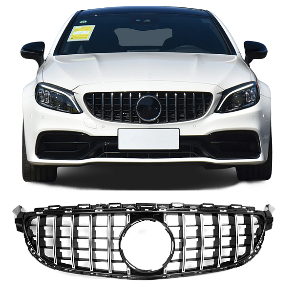 Grade Frontal Mercedes Classe C W205 GTR AMG Black e Cromado