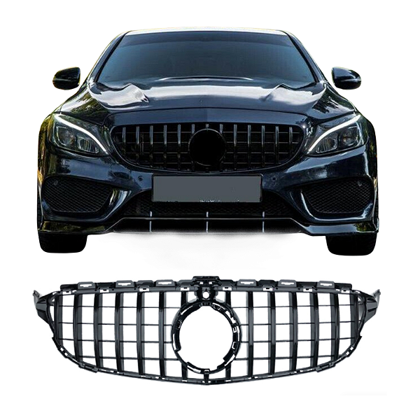 Grade Frontal Mercedes Classe C W205  AMG Black Piano Câmera