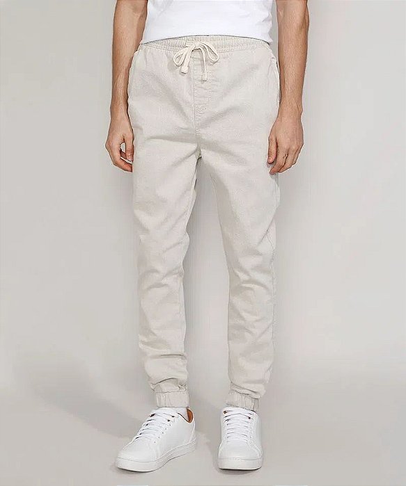 calça de sarja masculina jogger cinza mescla - Be Fashion Man