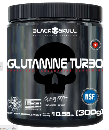 Glutamine Turbo 300g Black Skull Caveira Preta