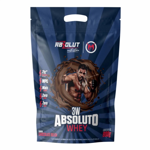 Whey 3w Minotouro Refil 900g Absolut Nutrition - Proteina Concentrada, Isolada e Hidrolisada