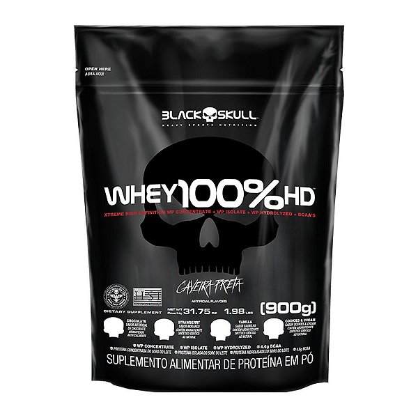 Whey 100% Hd Refil 900g Black Skull