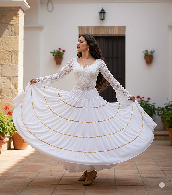 Saia Branca Camadas com 14 metros de roda