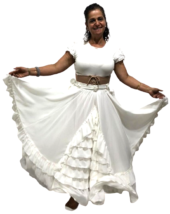 Saia Longa Cigana Modelo Espanhola com 14 metros de roda