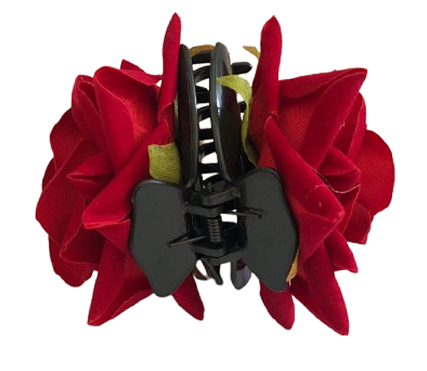 Piranha de Cabelo com 2 Flores De Tecido Veludo