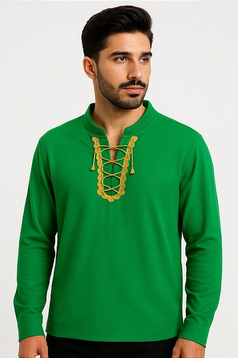 Camisa Cigana Cowboy Moda Luxo Verde