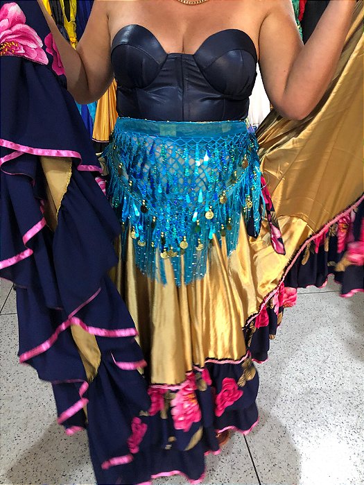Lenço De Quadril Com Moedas Moda Luxo Dança Cigana