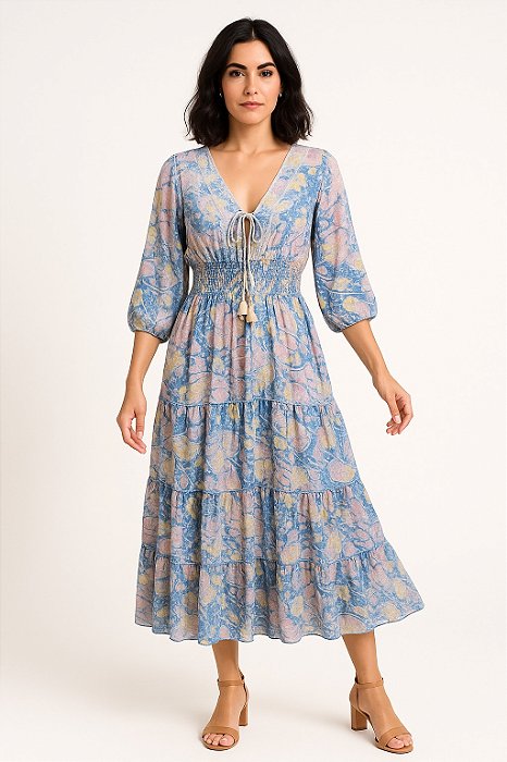 Vestido Longo Modelo Luxo Moda Indiana