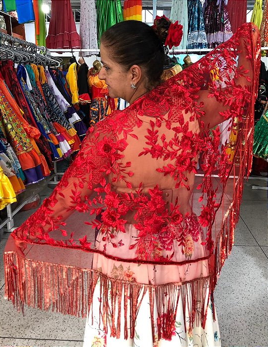 Lenço Xale Longo Feminino Renda Moda Luxo Melhores Presentes