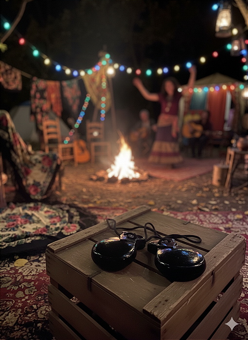 Par De Castanhola Preta de Madeira Espanhola