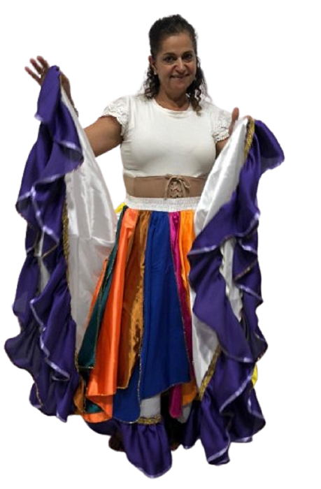 Saia Longa Cigana Modelo Véus com 14 metros de roda