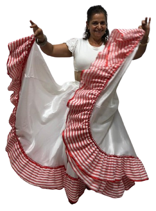 Saia Longa Cigana Maria Navalha 1 Babado com 14 metros de roda