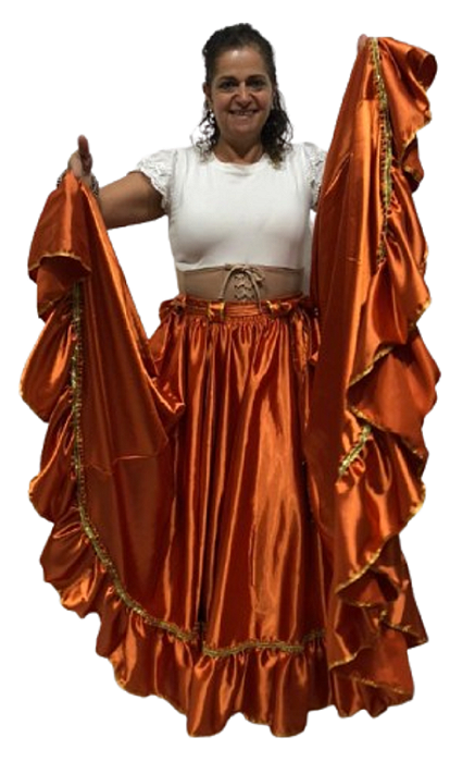 Saia Longa Cigana Modelo 1 Babado com 14 metros de roda Cobre