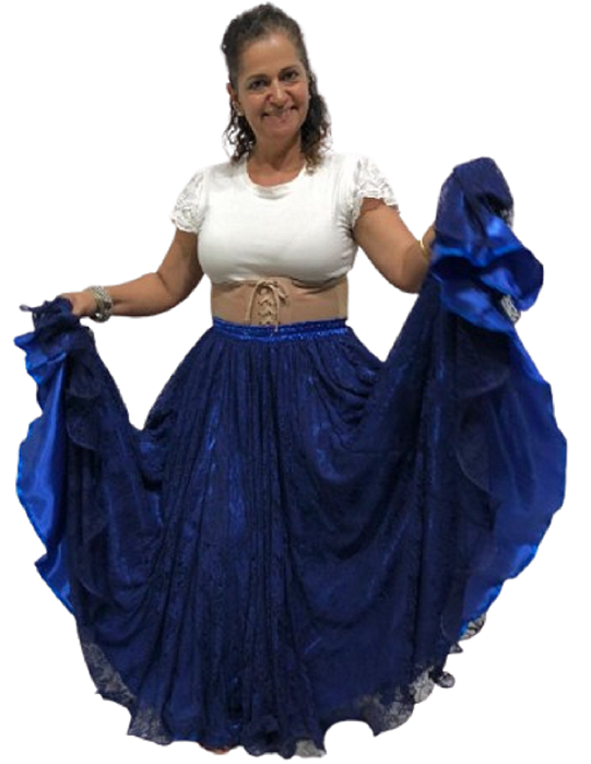 Saia sobre Saia em Tule Brilhante com 12 metros de roda