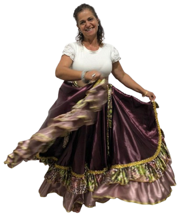 Saia Longa Cigana Modelo 2 Babados com 14 metros de roda