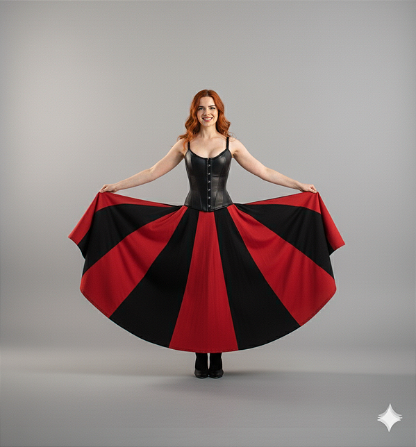 Saia longa dança com 10 metros de roda pombagira cigana Fita Preta