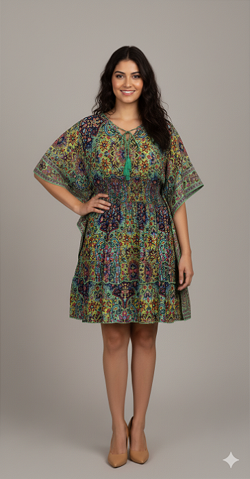 Vestido Curto Modelo Luxo Bordado Moda Indiana