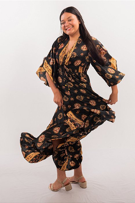 Vestido Longo Modelo Luxo Bordado Moda Indiana