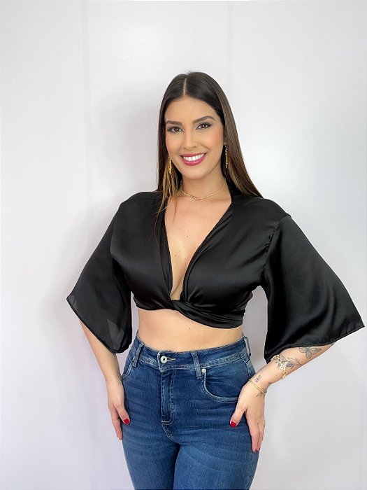 Bolero Blusa Cigana Blogueira Preto