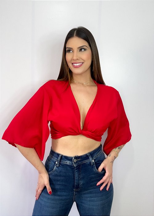 Bolero Blusa Cigana Blogueira Vermelho