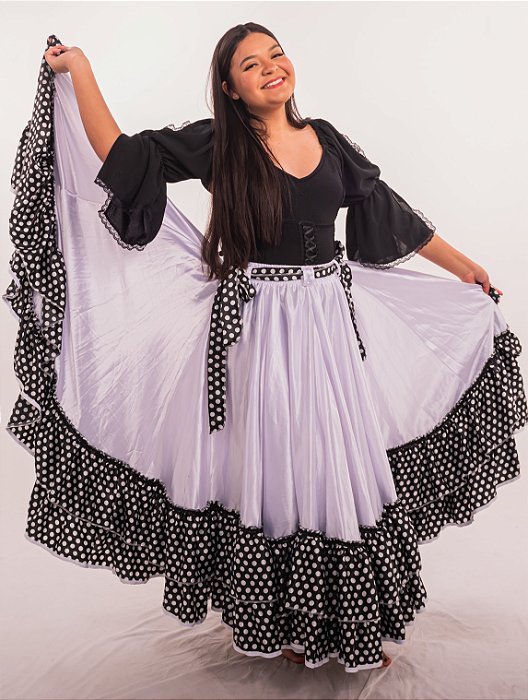 Saia Longa Cigana Modelo 2 Babados com 14 metros de roda