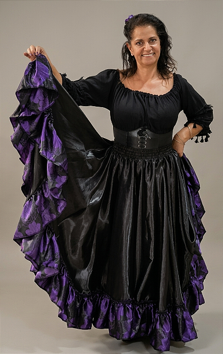 Saia Longa Cigana Modelo 1 Babado com 14 metros de roda