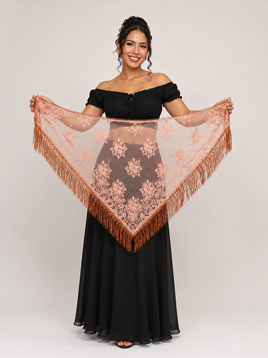 Lenço Xale Longo Feminino Renda Moda Luxo Melhores Presentes Rose