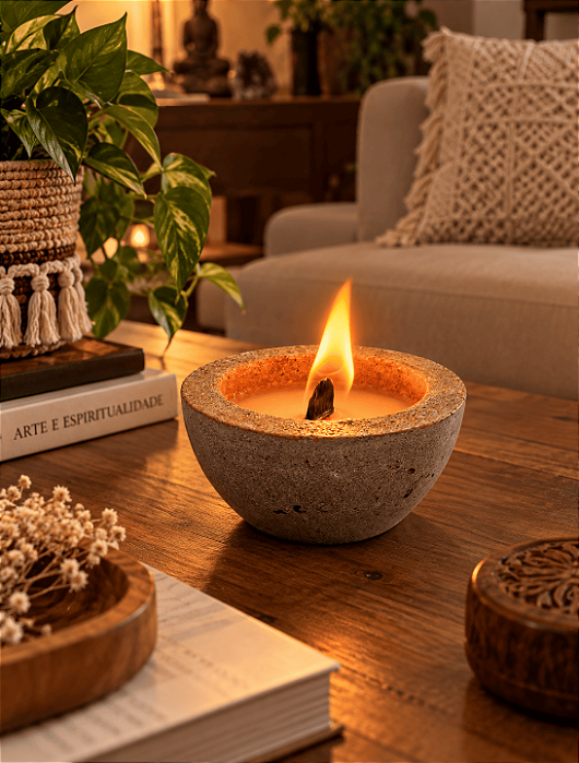 Vela Aromática com Base de Cimento Queimado