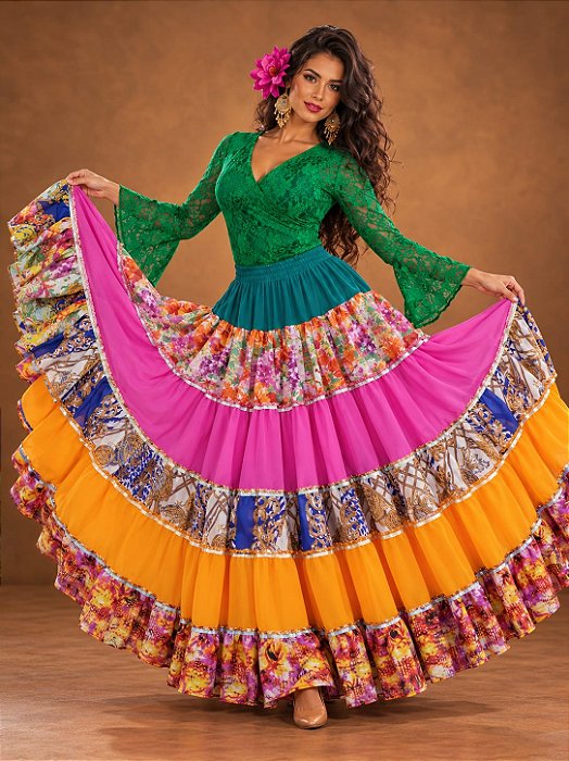 Saia modelo patchwork 12 metros de roda - Verde