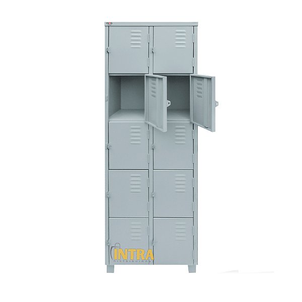 Roupeiro de Aço 10 Portas Pequenas com Pitão para Cadeado