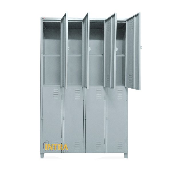 Roupeiro de Aço 8 Portas Grandes com Prateleira e Pitão para Cadeado