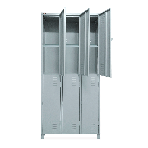 Roupeiro de Aço 6 Portas Grandes com Prateleira Interna – Vestiário