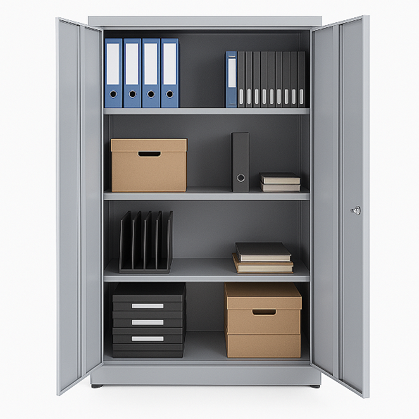 Armário de Aço com 2 Portas e 3 Prateleiras – 170x70x30 cm com Fechadura