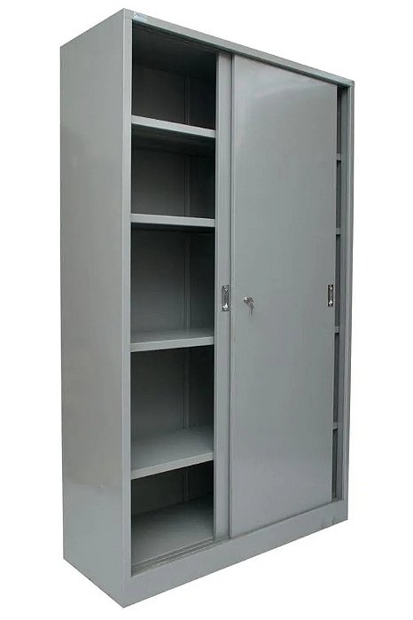 Armário de Aço com Portas de Correr 198x120x50 com Fechadura e 4 Prateleiras
