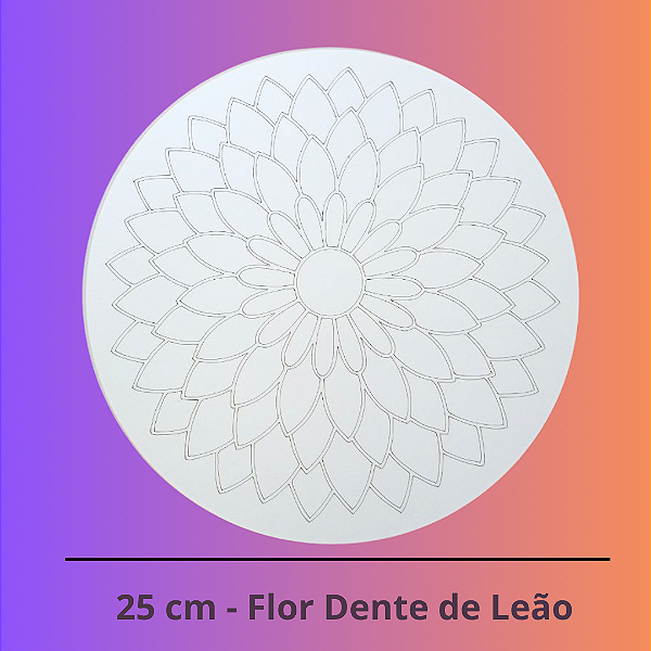 Flor Dente de Leão - Mandala para pintar em MDF branco