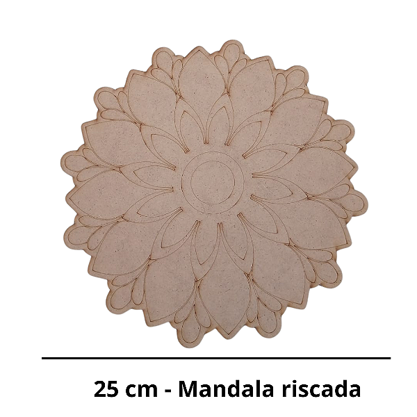 Mandala riscada de mdf crú