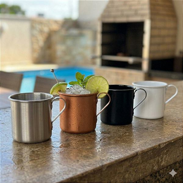 Caneca em Alumínio Reforçada Com Alça - 350 ML - Escolha a Cor e Quantidade