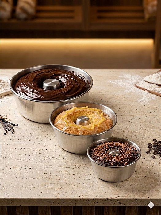 Forma Bolo e Pudim Furo Meio - Escolha o Tamanho e Quantidade