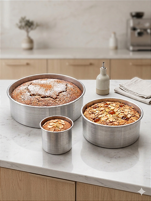 Forma de Alumínio Redonda com Fundo Reto - Escolha o Tamanho e Quantidade