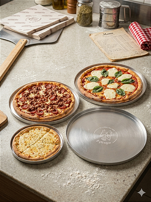 Forma de Pizza em Alumínio - Escolha o Tamanho e Quantidade