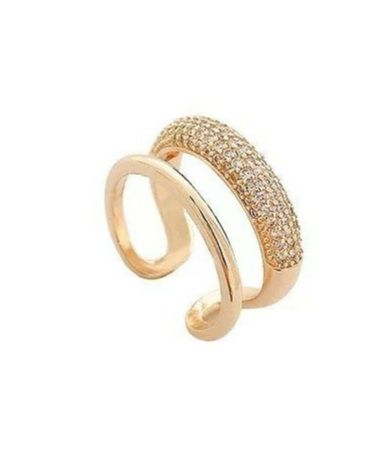 Anel duplo zircônia banhado ouro 18k AN0112