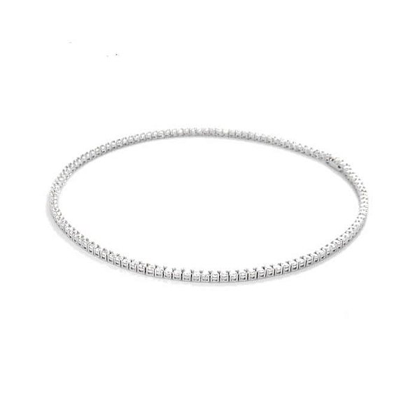 Colar riviera zircônia 6mm fecho trava banhado ródio 45cm CO0154