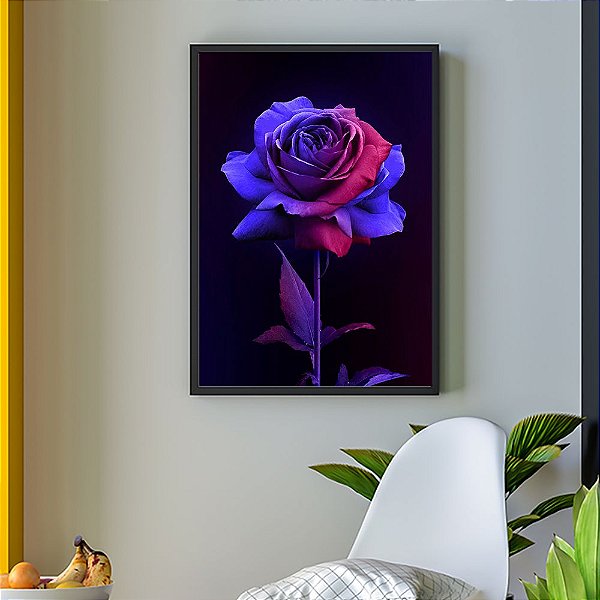 Quadro Decorativo Floral Rosa Roxa